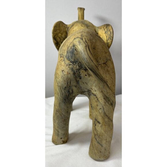 Hand-Carved Crushed Oyster Shell Elephant Figurine, Large - Picture 7 of 15